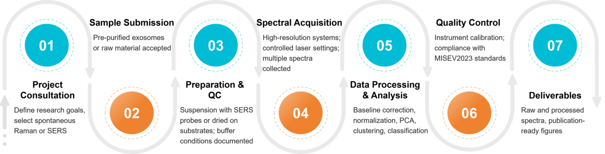Workflow for exosome characterization using Raman spectroscopy.