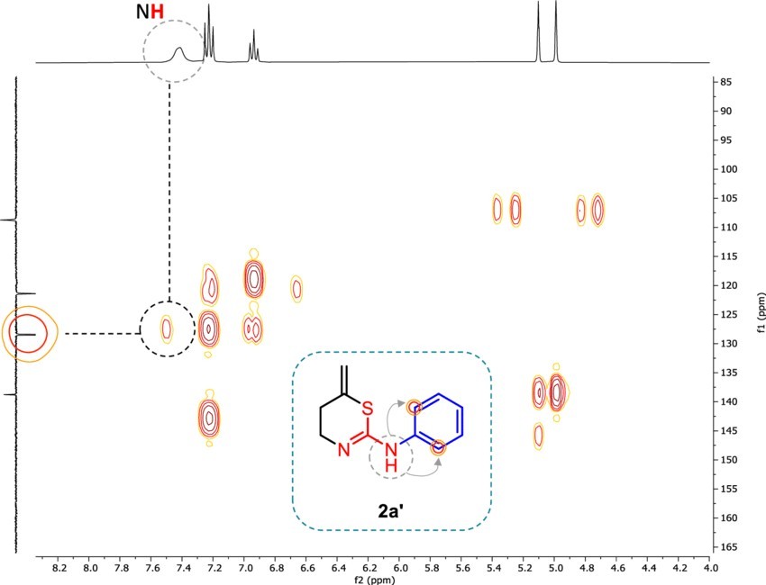 HMBC NMR spectrum for 1,3-thiazine, HMBC is useful for tautomer characterization.