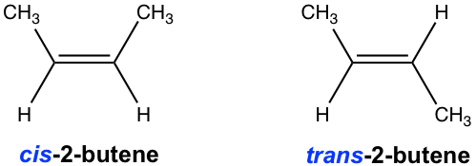 Structures of cis-2-butane and trans-2-butane.