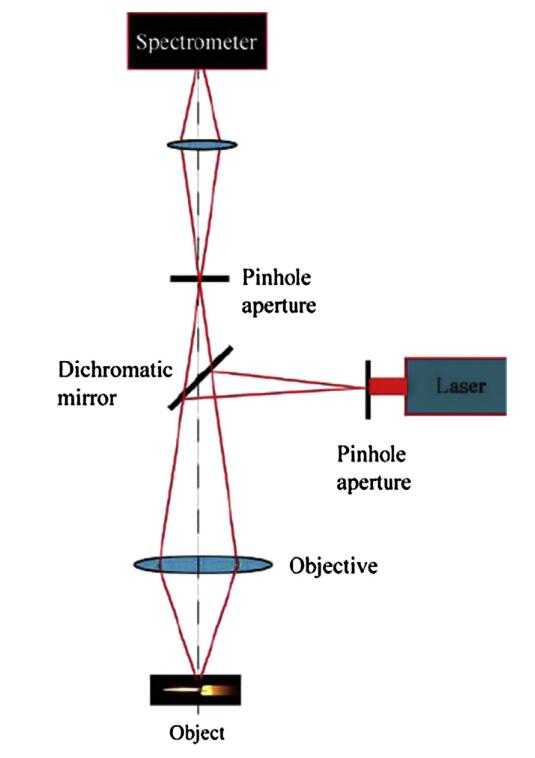 Setup for a confocal Raman microscope.